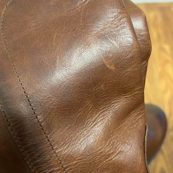 Frye Paige Cognac Brown Leather Knee-High Boots women size 5.5 NWOB